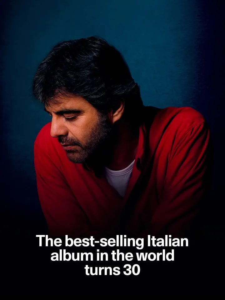 Romanza 30th anniversary edition artwork — a young Andrea Bocelli
