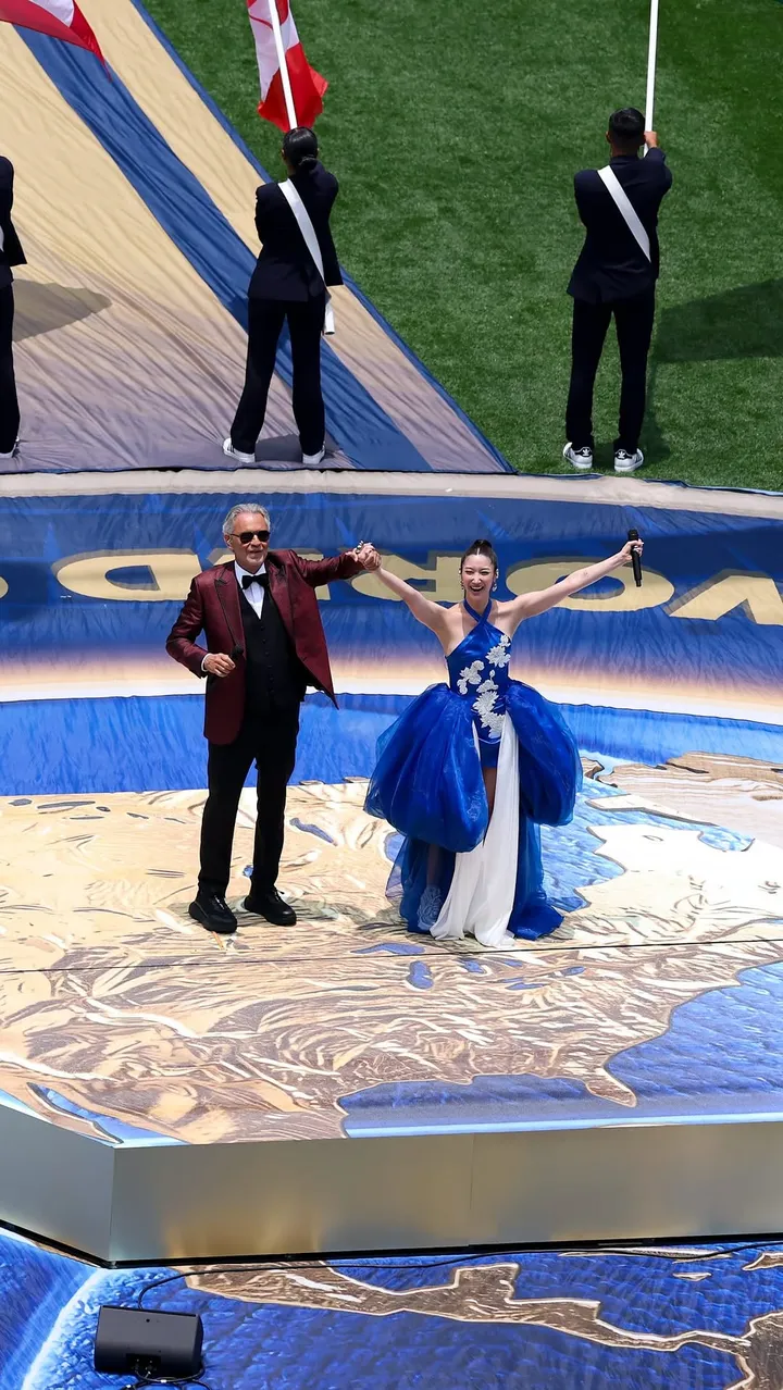 Andrea Bocelli performing the official FIFA World Cup 2026 anthem